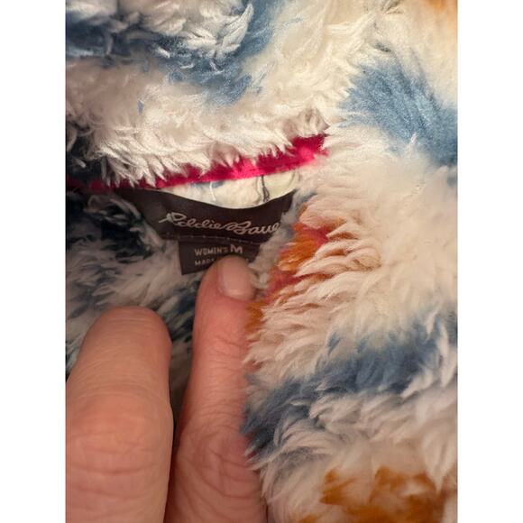 Eddie Bauer Womens Midweight Plush Quarter Zip Fleece Pullover, Vanilla Aztec, M - Picture 7 of 9